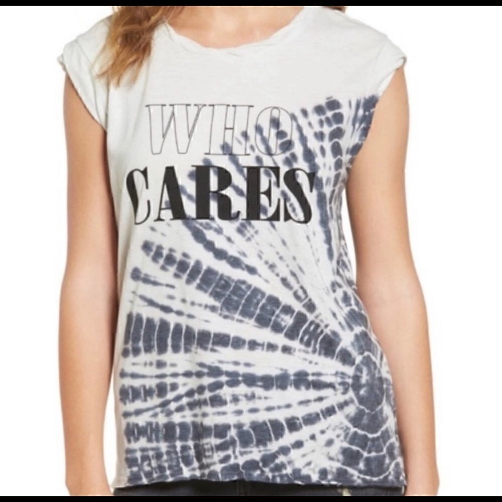 Pam & Gela Who Cares Frankie Tie Dye Top Small NWOT‎